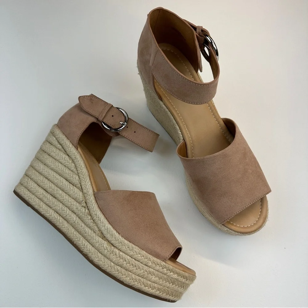 Nine West Adell Espadrille Blush Wedge Sandal Size 10 - Picture 2 of 12